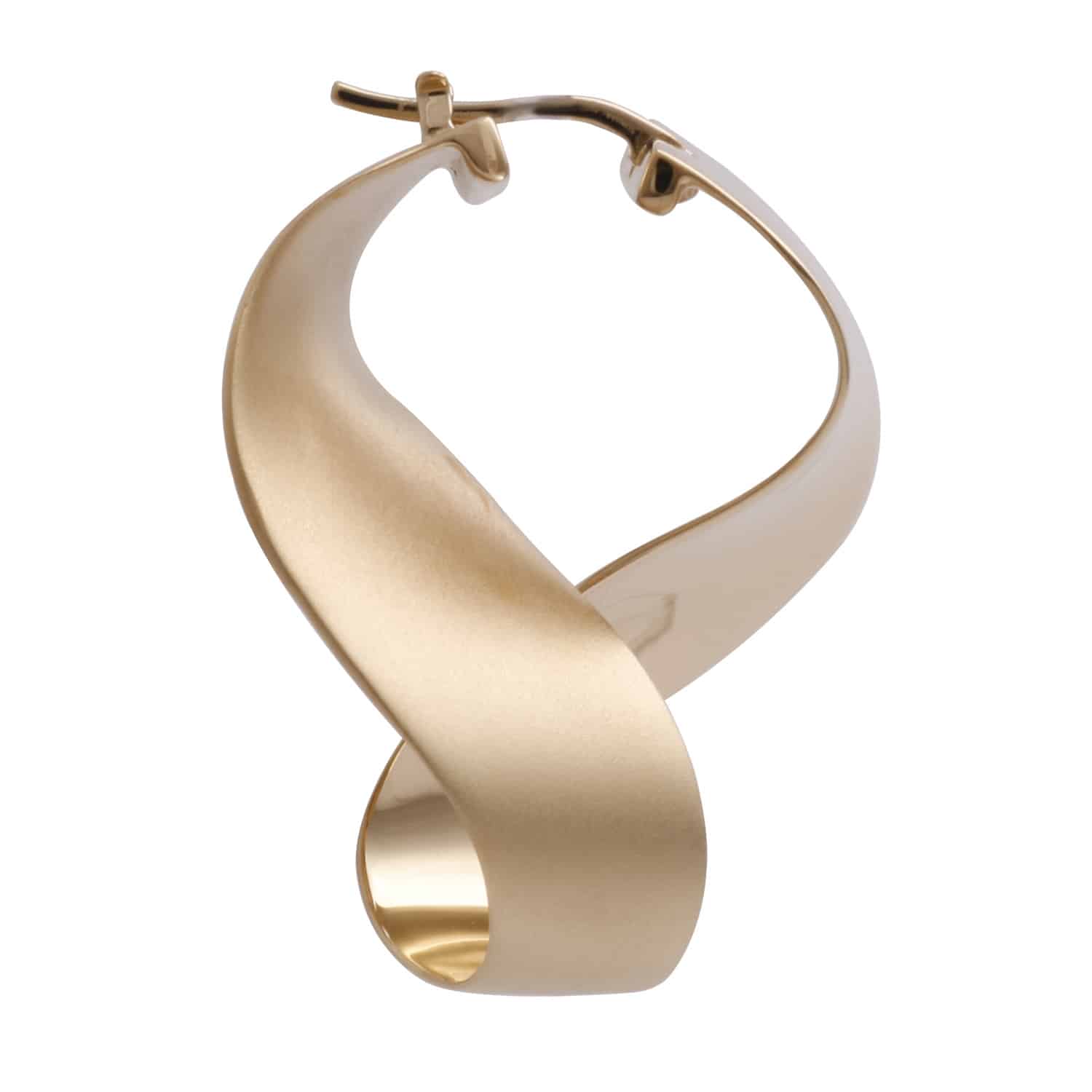 Gold earring with a twist